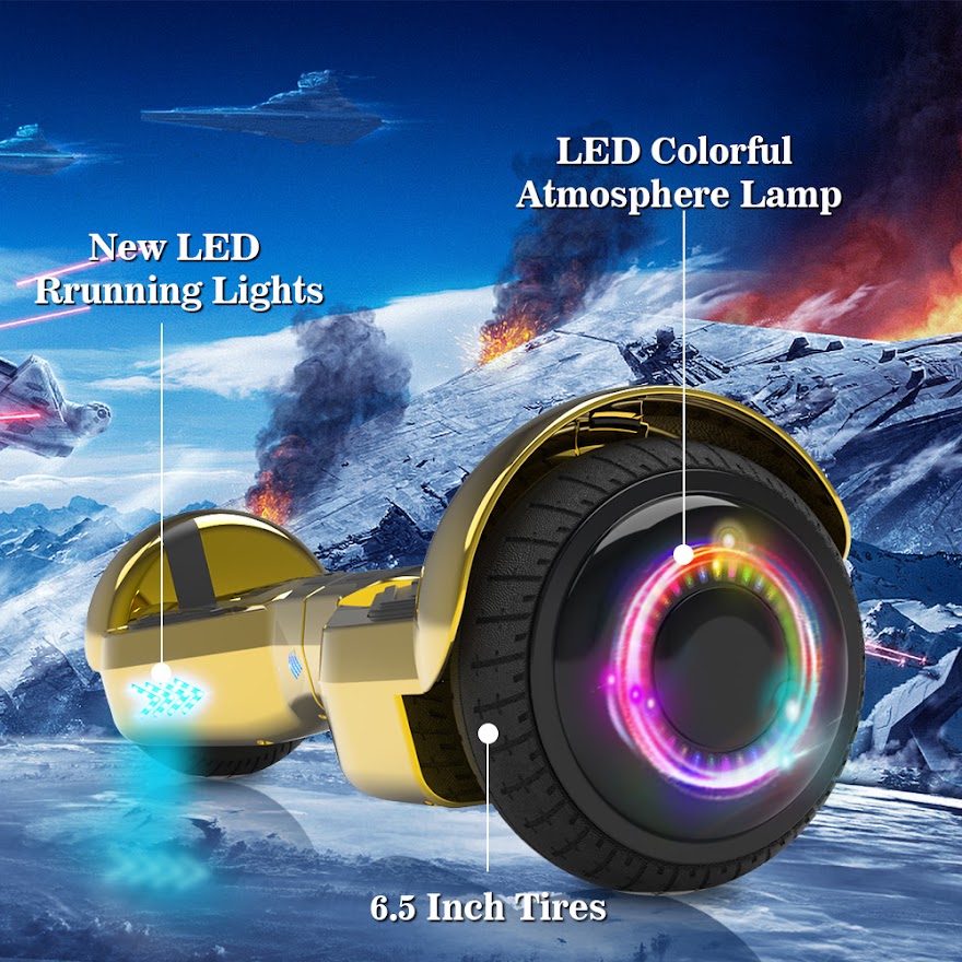 Triangle Hoverboard with Bluetooth Speaker, 6.5 inch LED Wheels, Dual 200W Motor up to 6.2 MPH, UL2272 Certified Self Balancing Scooters for Kids Adults