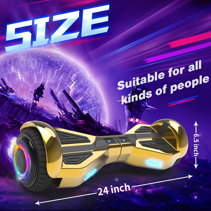 Triangle Hoverboard with Bluetooth Speaker, 6.5 inch LED Wheels, Dual 200W Motor up to 6.2 MPH, UL2272 Certified Self Balancing Scooters for Kids Adults