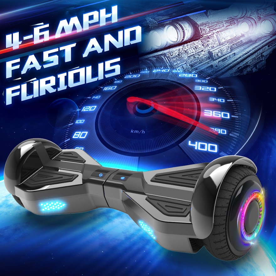 Triangle Hoverboard with Bluetooth Speaker, 6.5 inch LED Wheels, Dual 200W Motor up to 6.2 MPH, UL2272 Certified Self Balancing Scooters for Kids Adults
