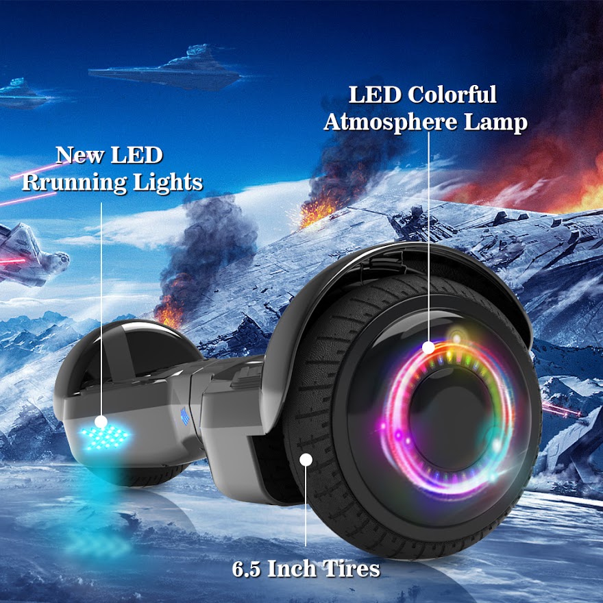 Triangle Hoverboard with Bluetooth Speaker, 6.5 inch LED Wheels, Dual 200W Motor up to 6.2 MPH, UL2272 Certified Self Balancing Scooters for Kids Adults