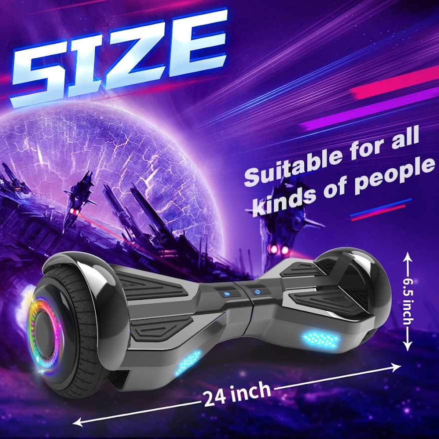 Triangle Hoverboard with Bluetooth Speaker, 6.5 inch LED Wheels, Dual 200W Motor up to 6.2 MPH, UL2272 Certified Self Balancing Scooters for Kids Adults