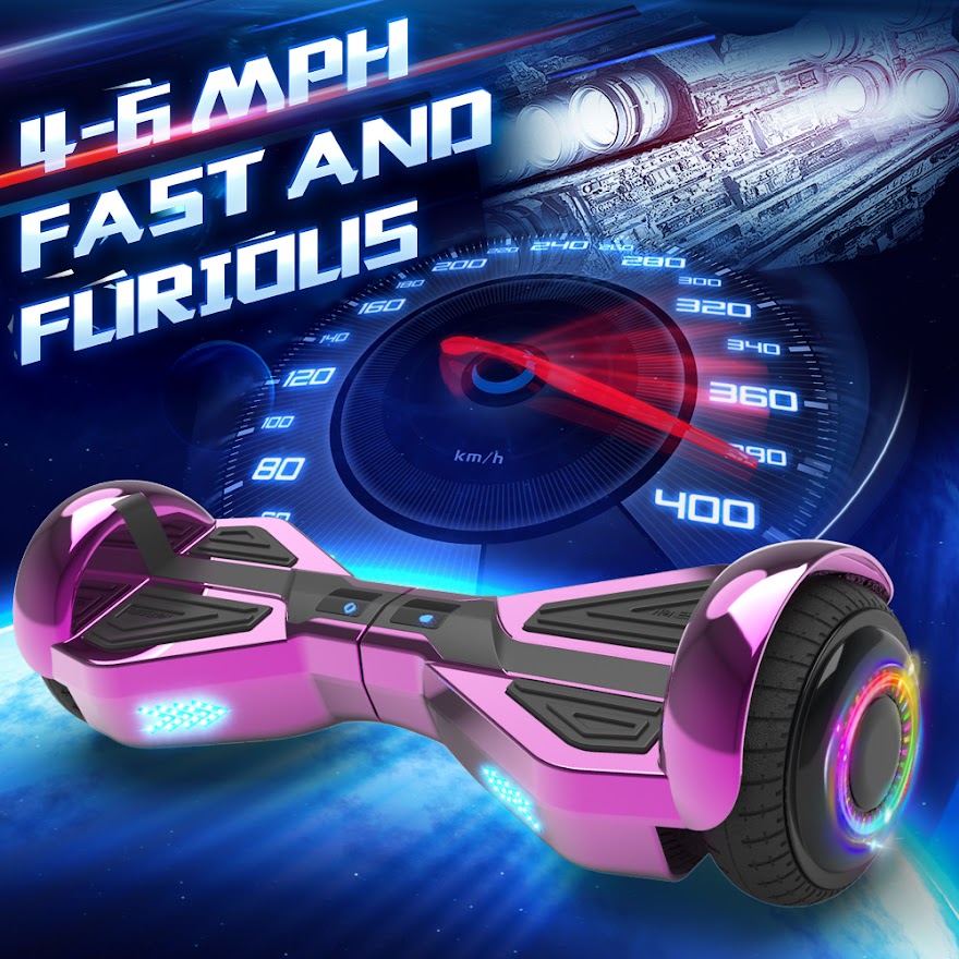 Triangle Hoverboard with Bluetooth Speaker, 6.5 inch LED Wheels, Dual 200W Motor up to 6.2 MPH, UL2272 Certified Self Balancing Scooters for Kids Adults