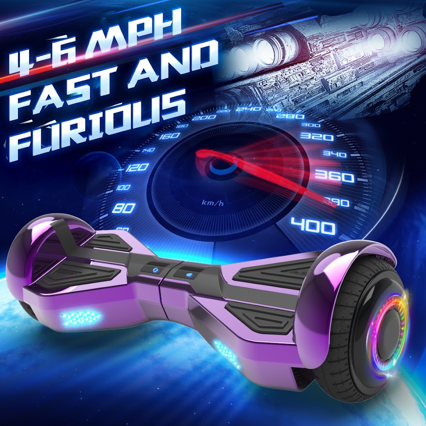 Triangle Hoverboard with Bluetooth Speaker, 6.5 inch LED Wheels, Dual 200W Motor up to 6.2 MPH, UL2272 Certified Self Balancing Scooters for Kids Adults