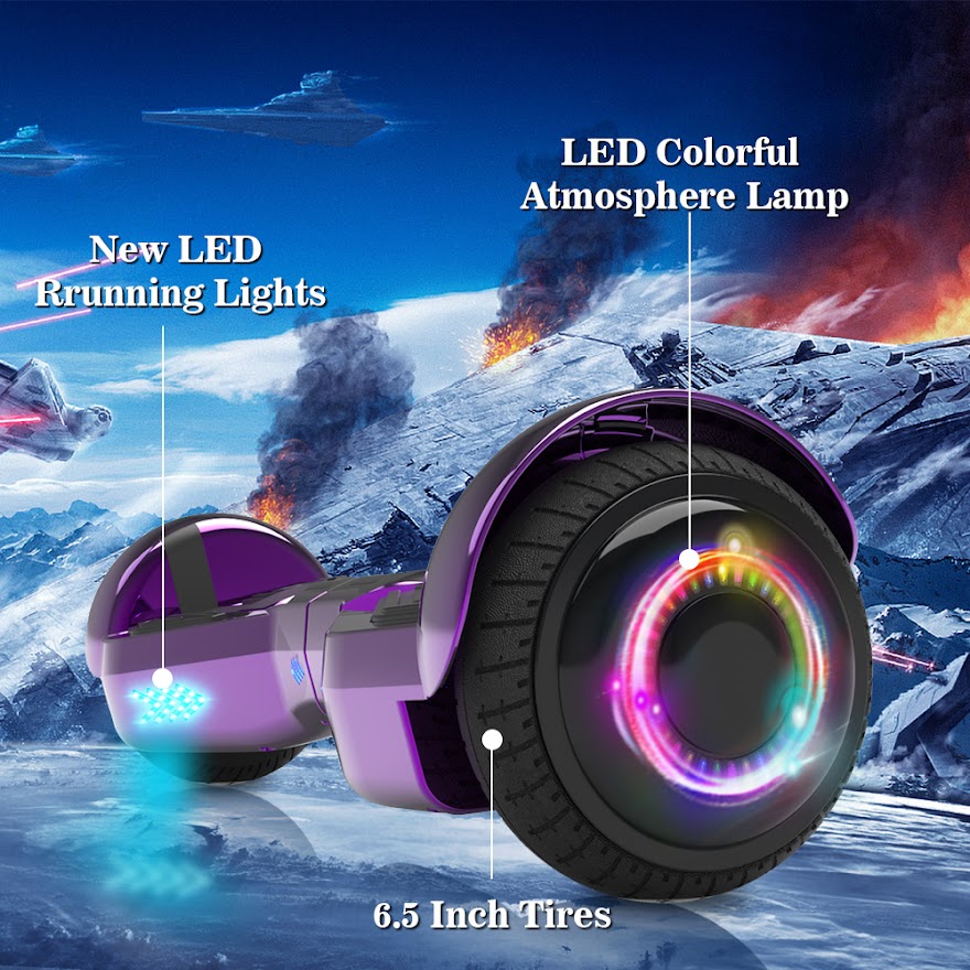 Triangle Hoverboard with Bluetooth Speaker, 6.5 inch LED Wheels, Dual 200W Motor up to 6.2 MPH, UL2272 Certified Self Balancing Scooters for Kids Adults