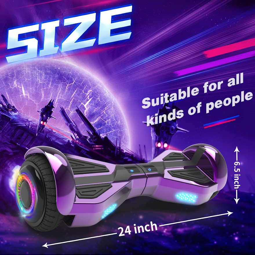 Triangle Hoverboard with Bluetooth Speaker, 6.5 inch LED Wheels, Dual 200W Motor up to 6.2 MPH, UL2272 Certified Self Balancing Scooters for Kids Adults