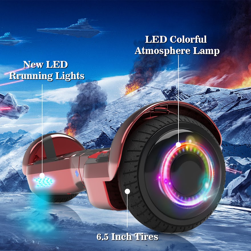 Triangle Hoverboard with Bluetooth Speaker, 6.5 inch LED Wheels, Dual 200W Motor up to 6.2 MPH, UL2272 Certified Self Balancing Scooters for Kids Adults