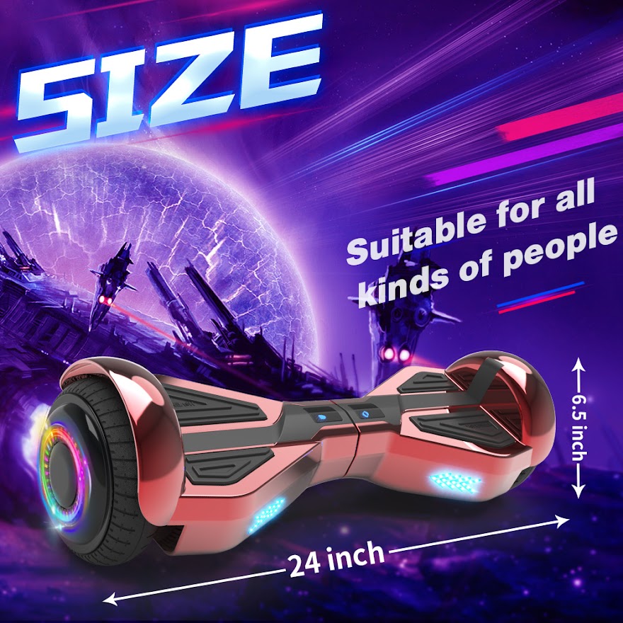 Triangle Hoverboard with Bluetooth Speaker, 6.5 inch LED Wheels, Dual 200W Motor up to 6.2 MPH, UL2272 Certified Self Balancing Scooters for Kids Adults