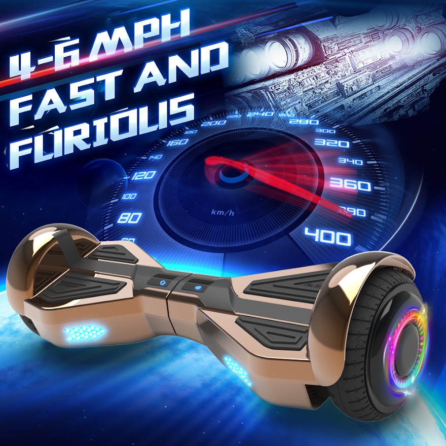 Triangle Hoverboard with Bluetooth Speaker, 6.5 inch LED Wheels, Dual 200W Motor up to 6.2 MPH, UL2272 Certified Self Balancing Scooters for Kids Adults
