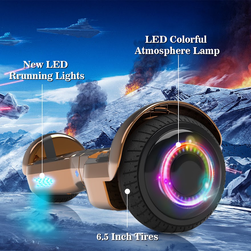 Triangle Hoverboard with Bluetooth Speaker, 6.5 inch LED Wheels, Dual 200W Motor up to 6.2 MPH, UL2272 Certified Self Balancing Scooters for Kids Adults
