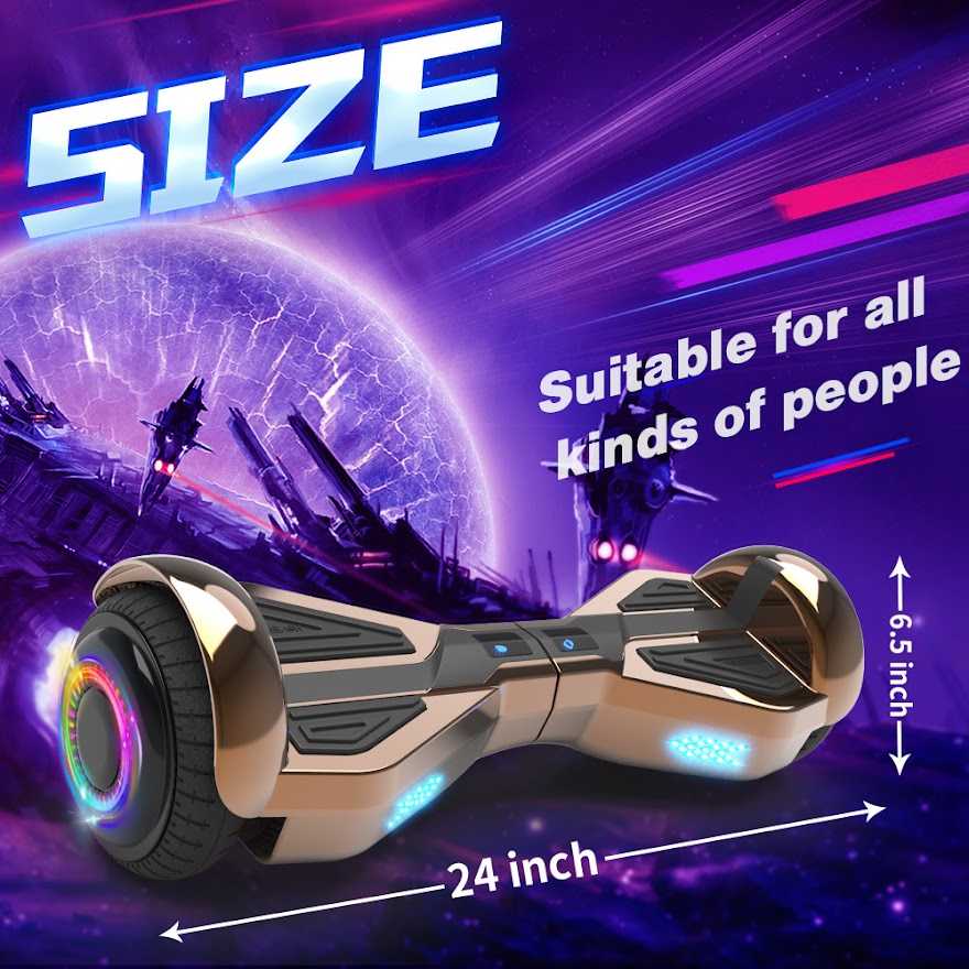 Triangle Hoverboard with Bluetooth Speaker, 6.5 inch LED Wheels, Dual 200W Motor up to 6.2 MPH, UL2272 Certified Self Balancing Scooters for Kids Adults