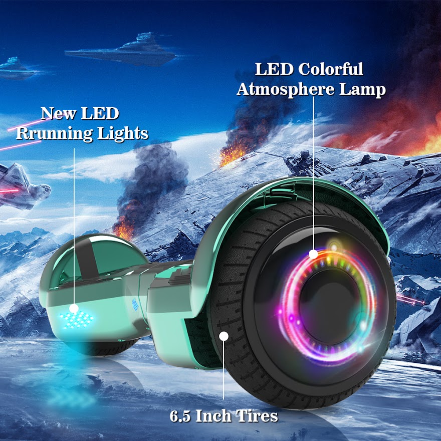 Triangle Hoverboard with Bluetooth Speaker, 6.5 inch LED Wheels, Dual 200W Motor up to 6.2 MPH, UL2272 Certified Self Balancing Scooters for Kids Adults
