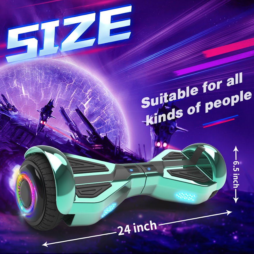 Triangle Hoverboard with Bluetooth Speaker, 6.5 inch LED Wheels, Dual 200W Motor up to 6.2 MPH, UL2272 Certified Self Balancing Scooters for Kids Adults