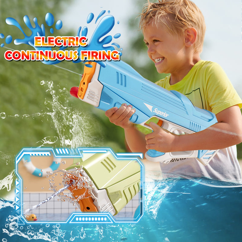 Electric Water Toy Gun for Kids, Long Range of up to 10 Meters, Powered Toy Gun for Recreation and Interaction of Kids and Family, Blue/ Green