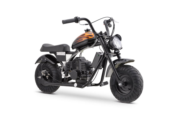 HOVER HEART Gas Mini Chopper Bike, DB004 Model 49.4 CC 2-Stroke Dirt Bike with Big Headlight, Premium Tire, Metal Frame, Disc Brakes, Max Load 165Lbs, Up to 20Mph, EPA Approved