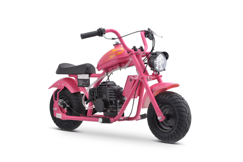 HOVER HEART Gas Mini Chopper Bike, DB004 Model 49.4 CC 2-Stroke Dirt Bike with Big Headlight, Premium Tire, Metal Frame, Disc Brakes, Max Load 165Lbs, Up to 20Mph, EPA Approved
