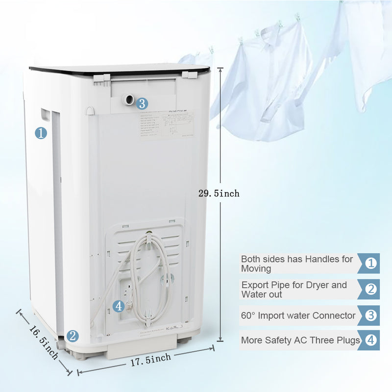 Upgraded compact washing machine, fully automatic 2-in-1 washer and spin dryer machine