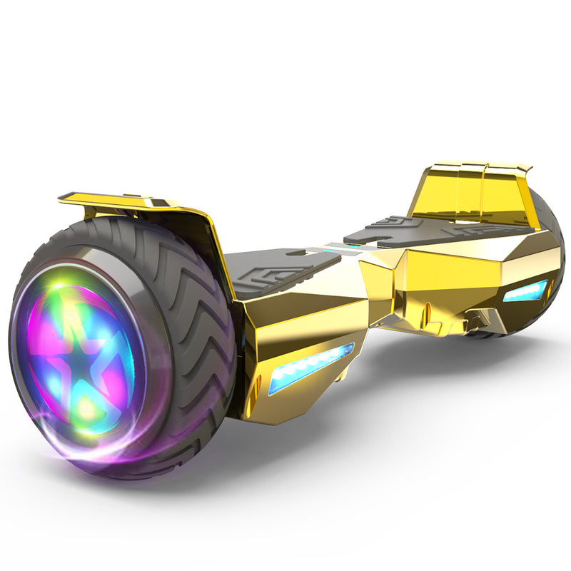 H-Warrior Hoverboard with LED Wheels, Bluetooth Speaker | Chrome Gold