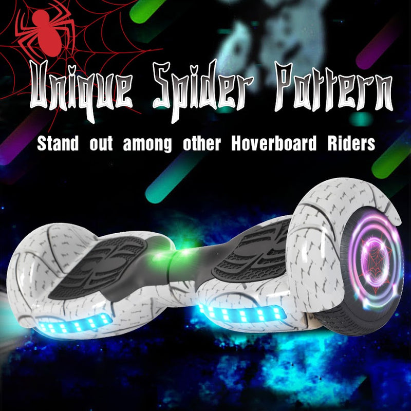 Spider Hoverboard Self Balancing Scooter 6.5" Two-Wheel Hoverboards with Bluetooth Speaker and LED Lights Electric Scooter for Kids and Adult