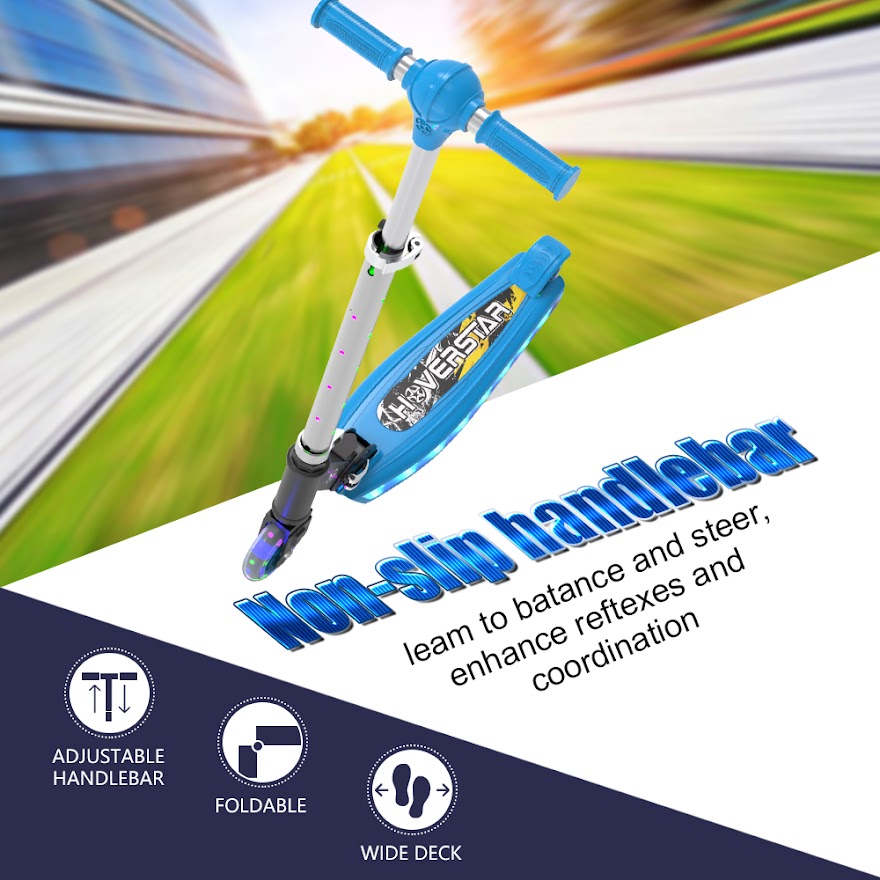 Kick Scooter for Kids, LED Light-up Scooter, Adjustable Handlebar,Includes  Lights on Stem & Wheels, Ages 6+