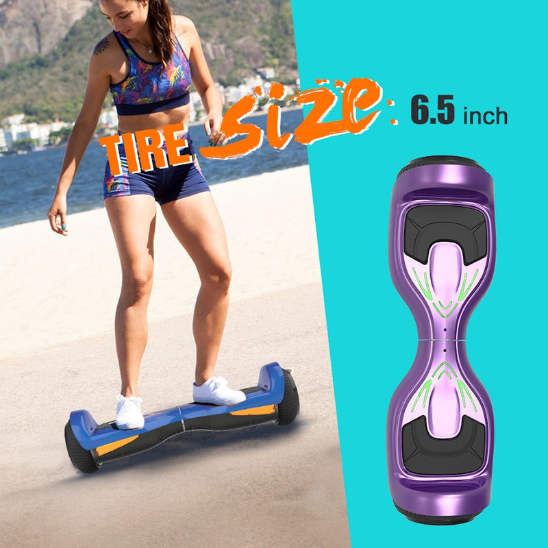 Bluetooth Hoverboard with Pearl Skin, 6.5" Self Balancing Scooter with Wireless Speaker for Music, with LED Light up Pedal and Wheels for Fun