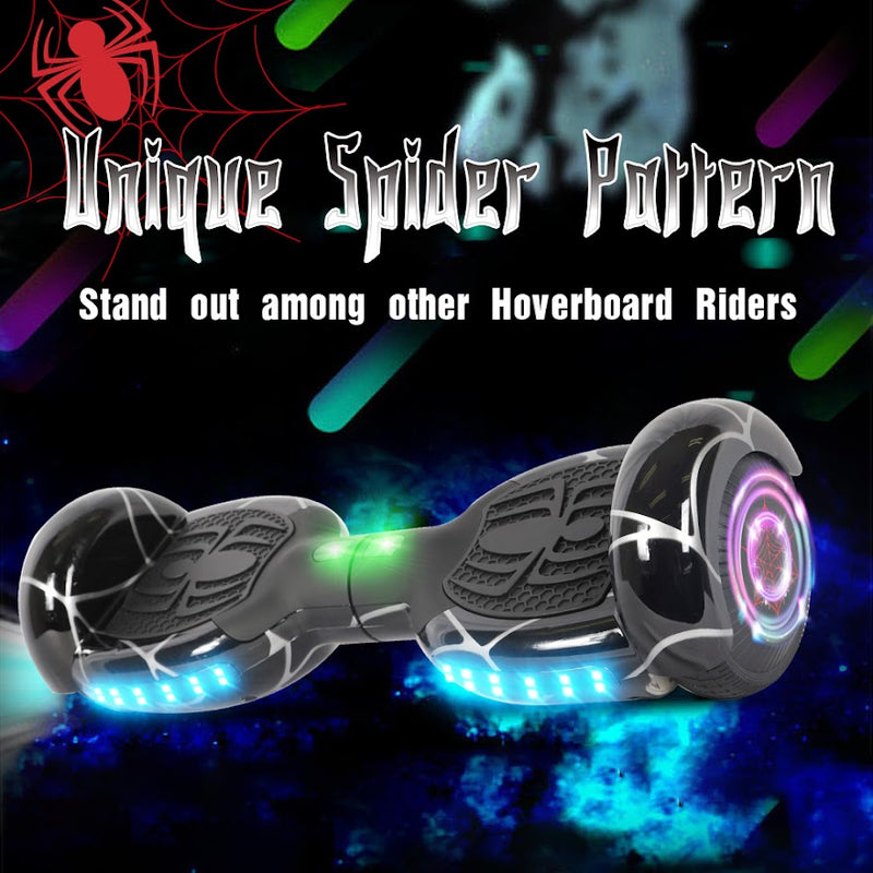 Spider Hoverboard Self Balancing Scooter 6.5" Two-Wheel Hoverboards with Bluetooth Speaker and LED Lights Electric Scooter for Kids and Adult