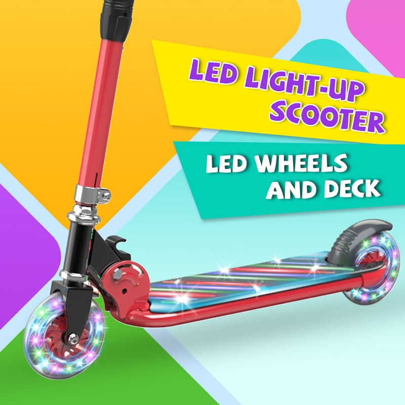 HOVERSTAR Kick Scooter for Kids, LED Light Up Wheels and Pedal, 3 Adjustable Height(27, 29, 31inch) Suitable for Children of More Ages