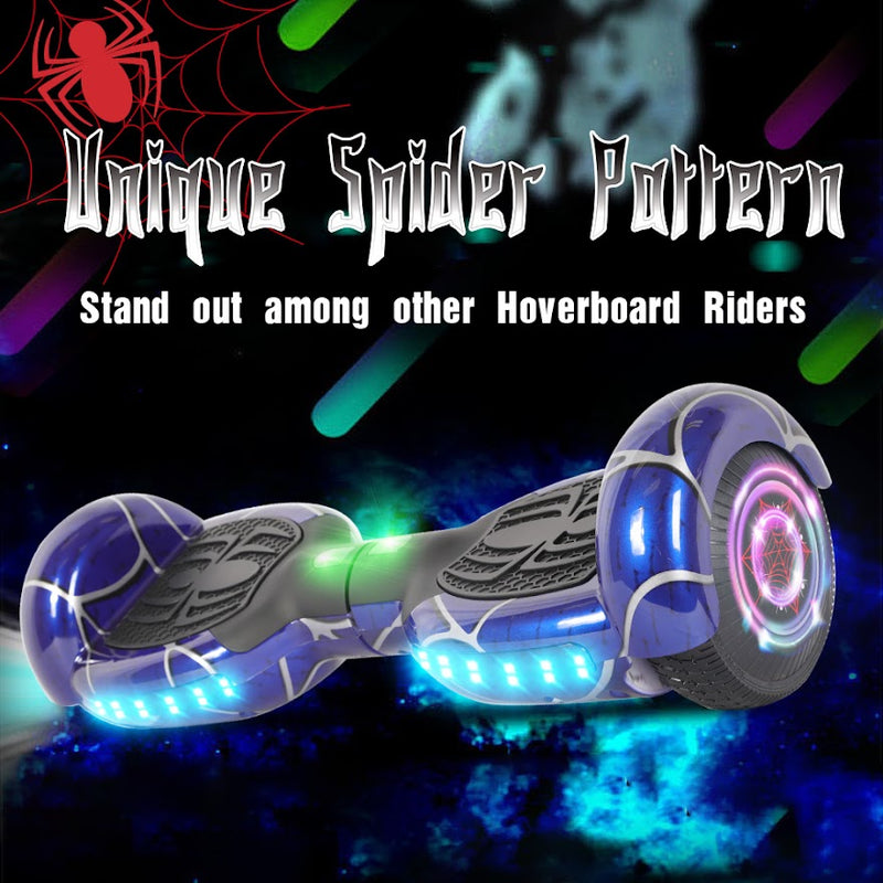 Spider Hoverboard Self Balancing Scooter 6.5" Two-Wheel Hoverboards with Bluetooth Speaker and LED Lights Electric Scooter for Kids and Adult