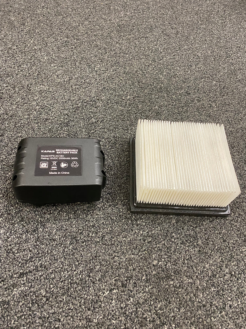 18V portable vacuum parts- extral battery and filter
