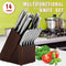 14 pcs WOODEN BLOCK Self-Sharpening Knife Set with Block, Chef Knife, Bread Knife, Steak Knife Set,  Stainless Steel