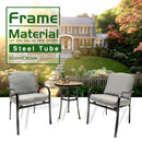 3Pcs Outdoor Indoor Patio Furniture Conversation Sets Steel Frame Table and Chairs Set with Cushions