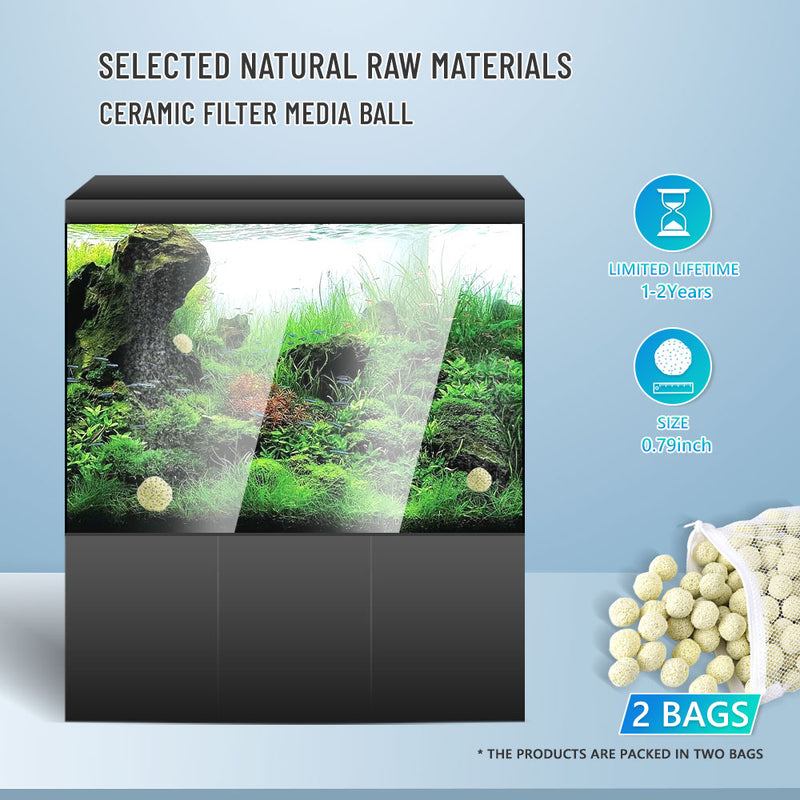 Aquarium Filter Media Porous Balls (Net Weight 5.5 lbs)  Yellow - Ceramic 2 Bags/Pack