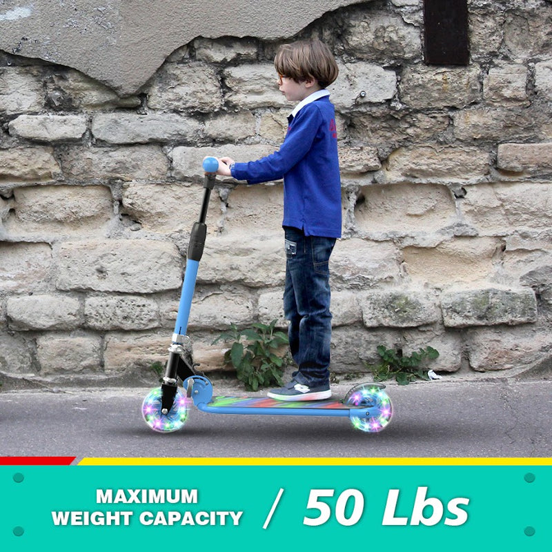 HOVERSTAR Kick Scooter for Kids, LED Light Up Wheels and Pedal, 3 Adjustable Height(27, 29, 31inch) Suitable for Children of More Ages