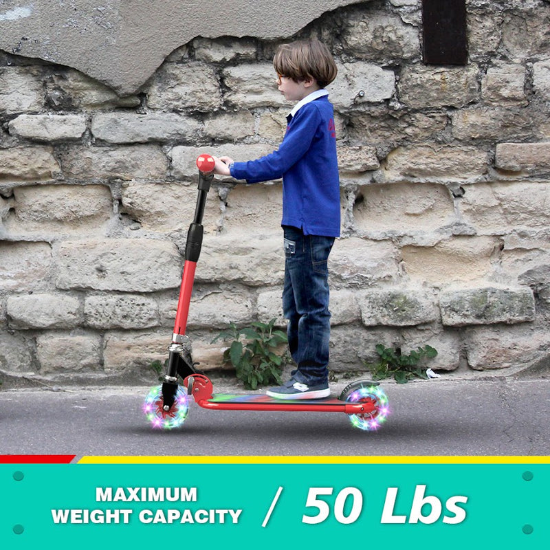 HOVERSTAR Kick Scooter for Kids, LED Light Up Wheels and Pedal, 3 Adjustable Height(27, 29, 31inch) Suitable for Children of More Ages