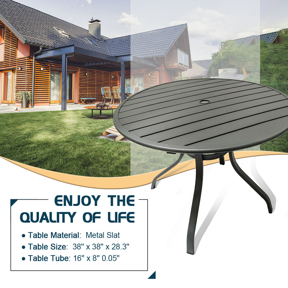 V-FIRE Outdoor Patio & Porch Furniture Sets 5 Pieces, All-Weather Chairs and Table