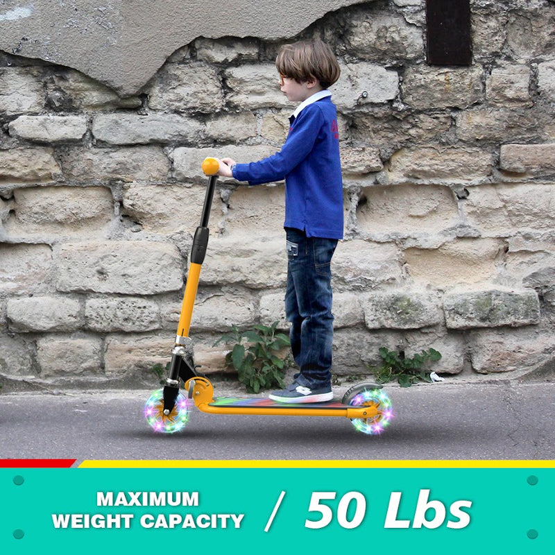 HOVERSTAR Kick Scooter for Kids, LED Light Up Wheels and Pedal, 3 Adjustable Height(27, 29, 31inch) Suitable for Children of More Ages