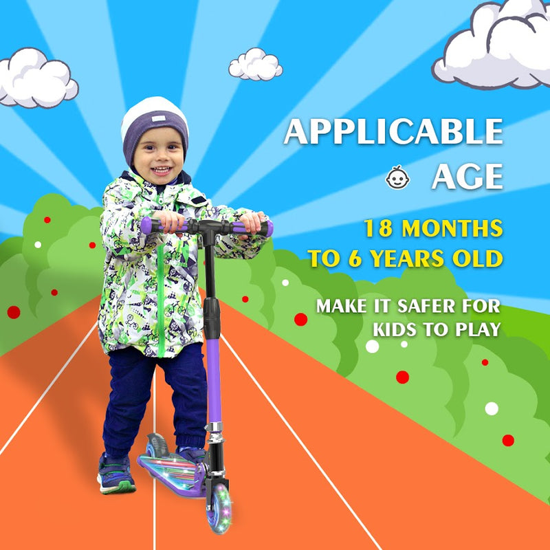 HOVERSTAR Kick Scooter for Kids, LED Light Up Wheels and Pedal, 3 Adjustable Height(27, 29, 31inch) Suitable for Children of More Ages