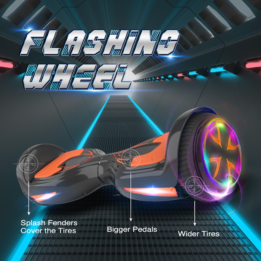 Bluetooth Hoverboard with Pearl Skin, 6.5" Self Balancing Scooter with Wireless Speaker for Music, with LED Light up Pedal and Wheels for Fun