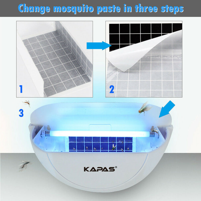 KAPAS Indoor 10W Wall Sconce Blue Light Trap with 3 Glue Paper, Bug Zapper and I