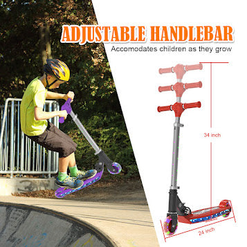 Kick Scooter for Kids, LED Light-up Scooter, Adjustable Handlebar,Includes  Lights on Stem & Wheels, Ages 6+