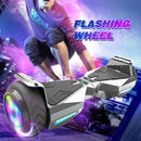 H-Warrior Hoverboard with LED Wheels,  Bluetooth Speaker | Chrome Silver