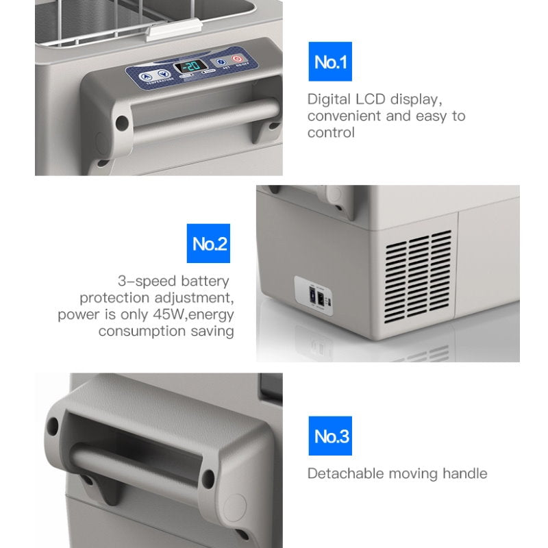 KAPAS 52L(55 Quarts) DC 12/24V portable compressor refrigerator freezer car fridge for car, home, truck and camping