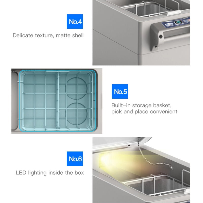 KAPAS 52L(55 Quarts) DC 12/24V portable compressor refrigerator freezer car fridge for car, home, truck and camping