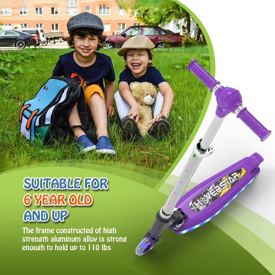 Kick Scooter for Kids, LED Light-up Scooter, Adjustable Handlebar,Includes  Lights on Stem & Wheels, Ages 6+