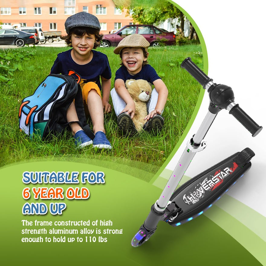 Kick Scooter for Kids, LED Light-up Scooter, Adjustable Handlebar,Includes  Lights on Stem & Wheels, Ages 6+