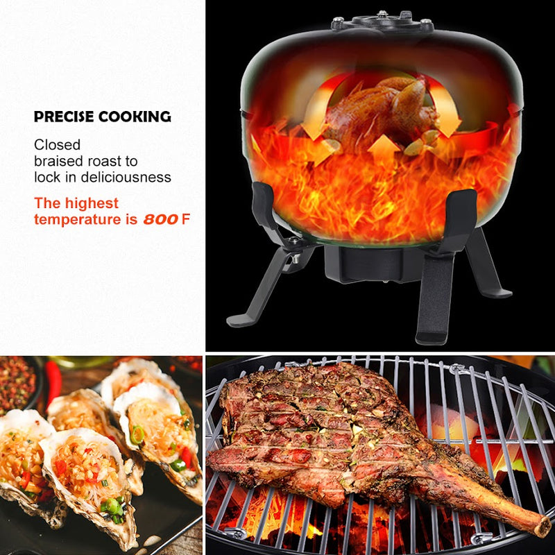Ceramic BBQ Grill 8inch, Easy to carry, for Outdoor Cooking, Picnic, Patio, Backyard，green