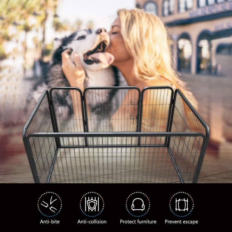 Dog Fence & Pet Playpen, Heavy Duty Foldable Metal Dog Pen 28" Height with Door for Outdoor Exercise, Indoor Kennels