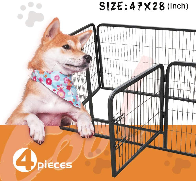 Dog Fence & Pet Playpen, Heavy Duty Foldable Metal Dog Pen 28" Height with Door for Outdoor Exercise, Indoor Kennels