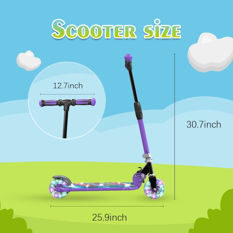 HOVERSTAR Kick Scooter for Kids, LED Light Up Wheels and Pedal, 3 Adjustable Height(27, 29, 31inch) Suitable for Children of More Ages
