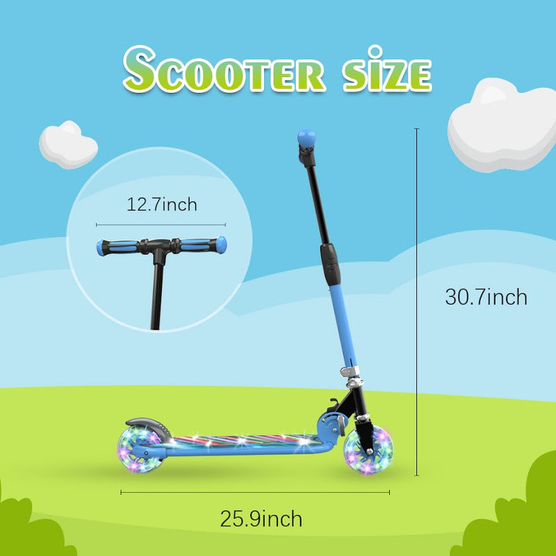 HOVERSTAR Kick Scooter for Kids, LED Light Up Wheels and Pedal, 3 Adjustable Height(27, 29, 31inch) Suitable for Children of More Ages