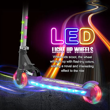 Kick Scooter for Kids, LED Light-up Scooter, Adjustable Handlebar,Includes  Lights on Stem & Wheels, Ages 6+